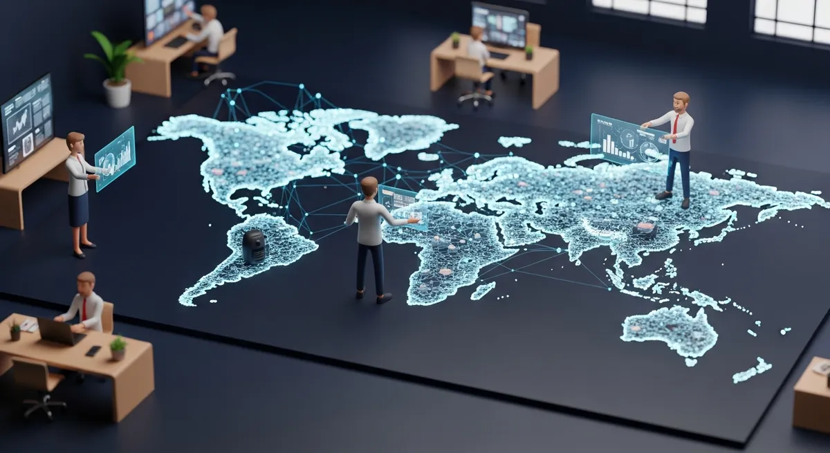 Global network architecture of secure enterprise AI data flow